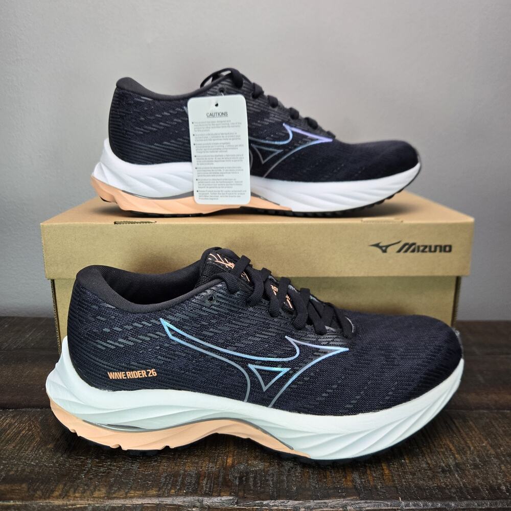 NEW Mizuno Wave Rider 26 Womens Size 6 Gym Running Shoes Black Blue